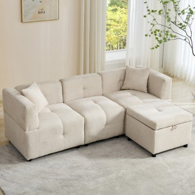 Modular sofa with ottoman included with storage space
