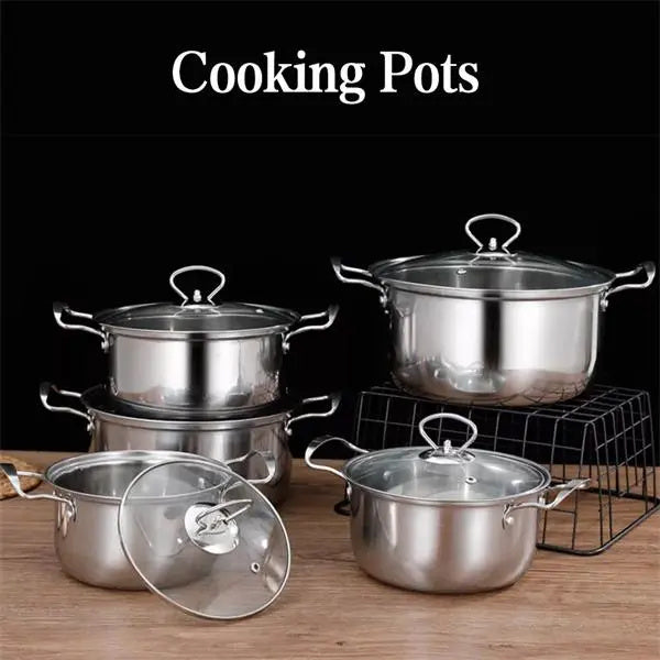 Set of 5 Large Stainless Steel Cookware Pieces