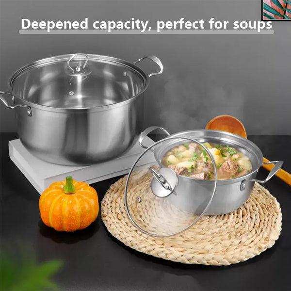 Set of 5 Large Stainless Steel Cookware Pieces