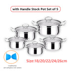 Set of 5 Large Stainless Steel Cookware Pieces