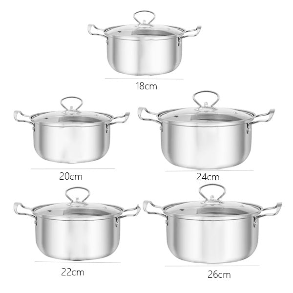 Set of 5 Large Stainless Steel Cookware Pieces