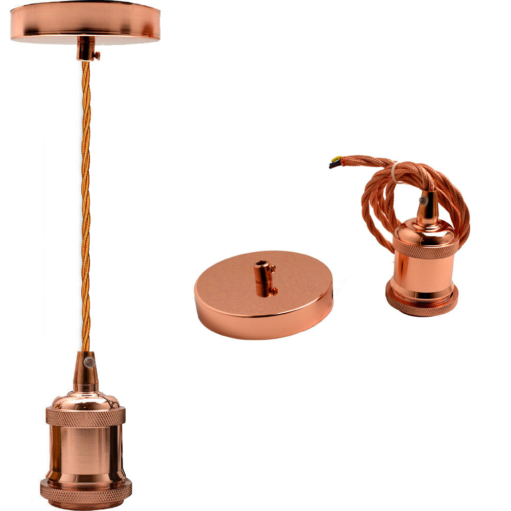 Pendant Light Fitting Ceiling Rose E27 Suspension Rose Gold~2383