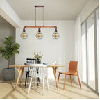 Rustic Red Retro Pendant Pipe Light 3 Head Cage Suspended Lights ~1791