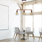 Rustic Red Retro Pendant Pipe Light 3 Head Cage Suspended Lights ~1791