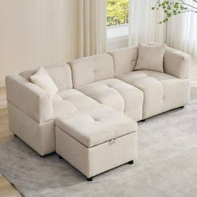 Modular sofa with ottoman included with storage space