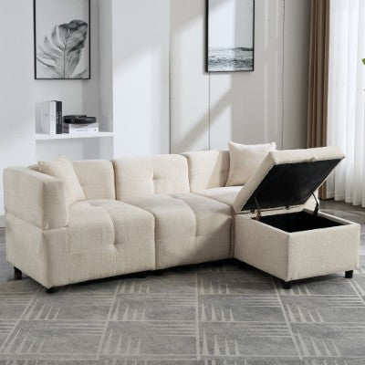 Modular sofa with ottoman included with storage space
