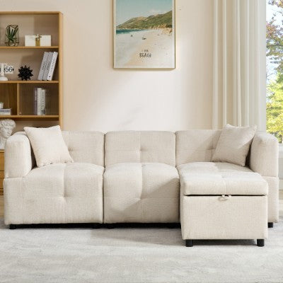 Modular sofa with ottoman included with storage space