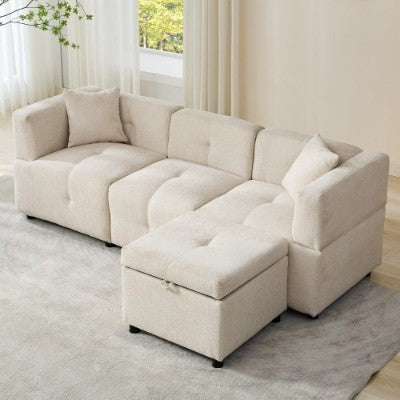 Modular sofa with ottoman included with storage space