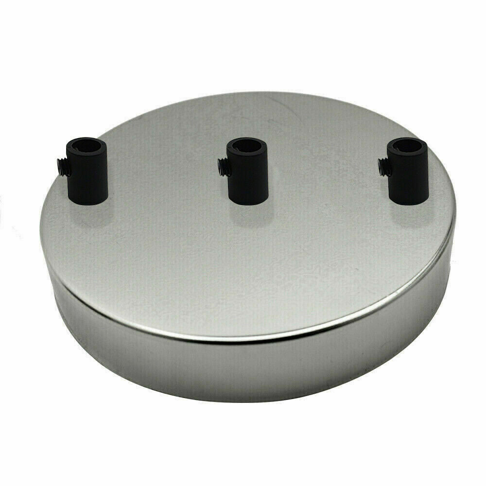 LEDSone industrial Vintage 3 Outlet Chrome Metal Ceiling Rose 120x25mm~2790
